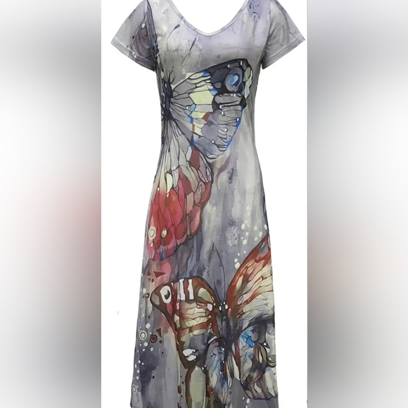 BUTTERFLY DRESS WITH SHORT SLEEVES. - Picture 2 of 3